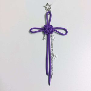 Purple Arirang Knot Charm Keychain