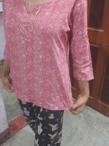 Pink Paisley Print Top