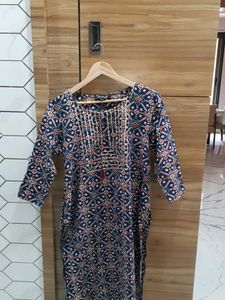 Blue Geometric Print Kurti