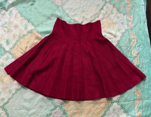 Pleated A-line Skirt - Burgundy