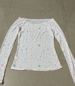 Cute Star Print Long Sleeve Top