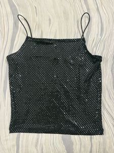 Sparkling Black Sequin Cami Top