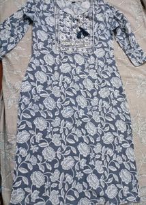 Blue Floral Print Kurta Set