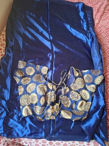 plen saree with blues
