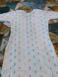White Kurta with colorful prints