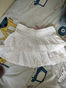 Cute White Tiered Mini Skirt