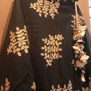 Elegant Black & Gold Embroidered Lehenga