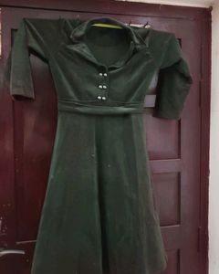 Elegant Green Velvet Dress