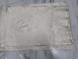 Elegant Off-White Embellished Saree