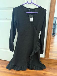 Sparkling Black Wrap Dress Size XS