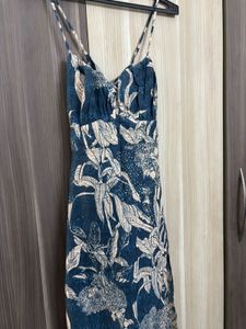 Floral printed dress slit cut