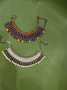 Boho Multicolor & White Statement Necklace