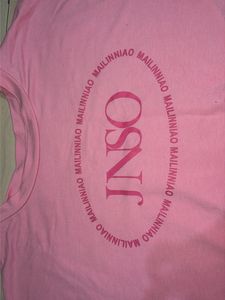 Pink Graphic Crop Top with Chain Detail