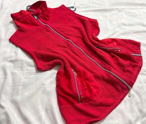 🎉Buy1 Get1 Free🎉Red Sleeveless Zip-Up Vest R