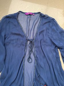 rangriti Blue Bohemian Style Shrug with to