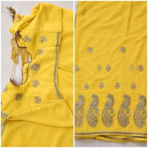 Beautiful Yellow Embroidered Saree