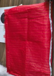 bhaguwa (orange) pagdi cloth with Gold Stripes