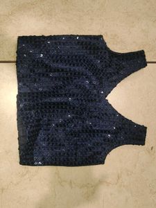 Sparkling Navy Blue Sequin Blouse