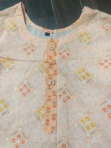 Peach Printed Kurta