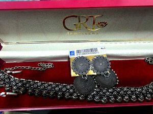 Oxidised Necklace with Earrings Set