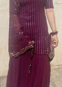 Elegant Purple Sequined Kurta Set