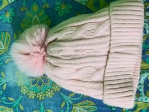 pink knitted winter beanie hat