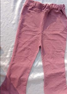 Dusty Rose Flare Pants with Gold Chain Detail