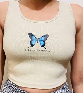 Butterfly Graphic Crop Tank Top
