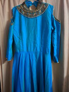 Blue Embroidered Anarkali Maxi Gown