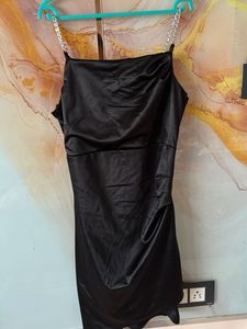 Sleek Black Satin Slip Dress