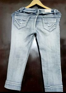 Grey Denim Jeans For 4- 5 Year Girl, Waist- 24