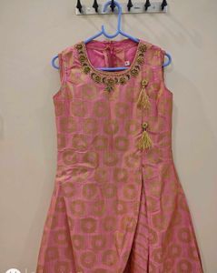 Elegant 2-Piece Indo-Western Pink &amp; Gold Gown