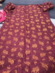 Maroon Elephant Print Kurta Set