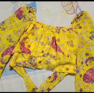 Yellow Floral Puff Sleeve Top