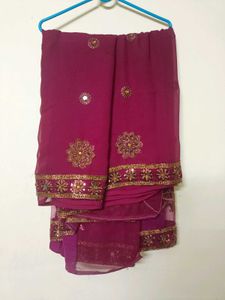 Embroidered Net Saree