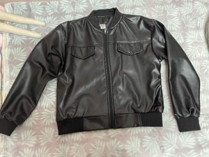 Classic Faux Leather Bomber Jacket