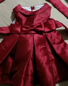 Baby Girl Maroon Frock Used Only For One Ho