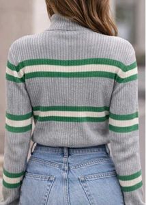 Striped Turtleneck Knit Sweater