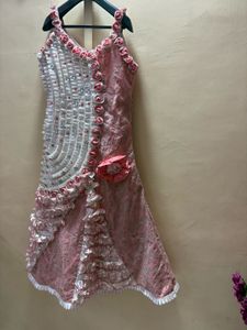 Designer Pink &amp; White Embellished Gown