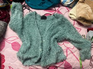 Cozy Blue Fuzzy Knit Cardigan