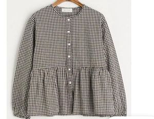 Gingham Print Peplum Top