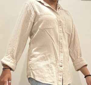 Beige Linen Blend Shirt – Size s