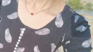 Feather Print Black Kurta