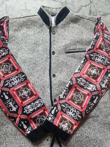 Stylish Ethnic Jacket with Patterned Sleeves