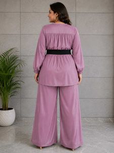Chic Lilac Sequined Kurta Set with Palazzo