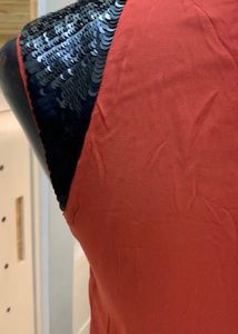 Sparkly Sequin Panel Orange Dress