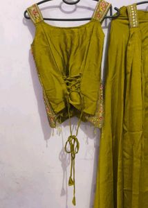 Olive Green Embroidered 3 piece Set