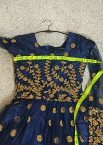 Navy Blue Gown With Duppatta