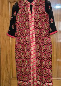 set of 3 Elegant Pink Kurta with Gold Embroidery