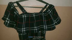 Black & White Plaid Off-Shoulder dress